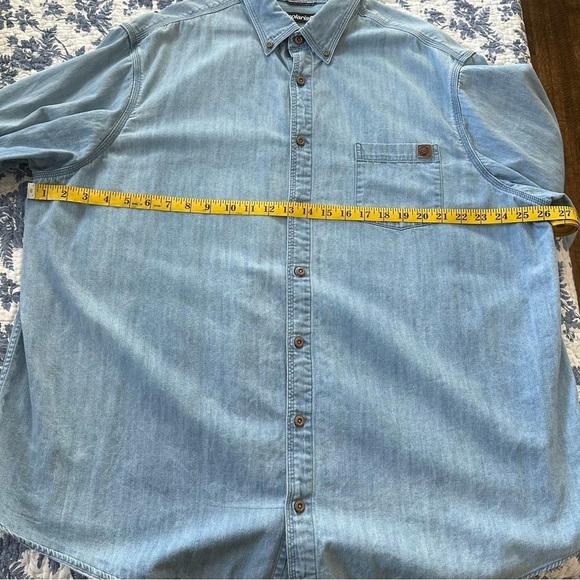 Solaris Shirt Denim Button Down Blue Workwear Cotton Front Pocket Size 2XB - Picture 11 of 13